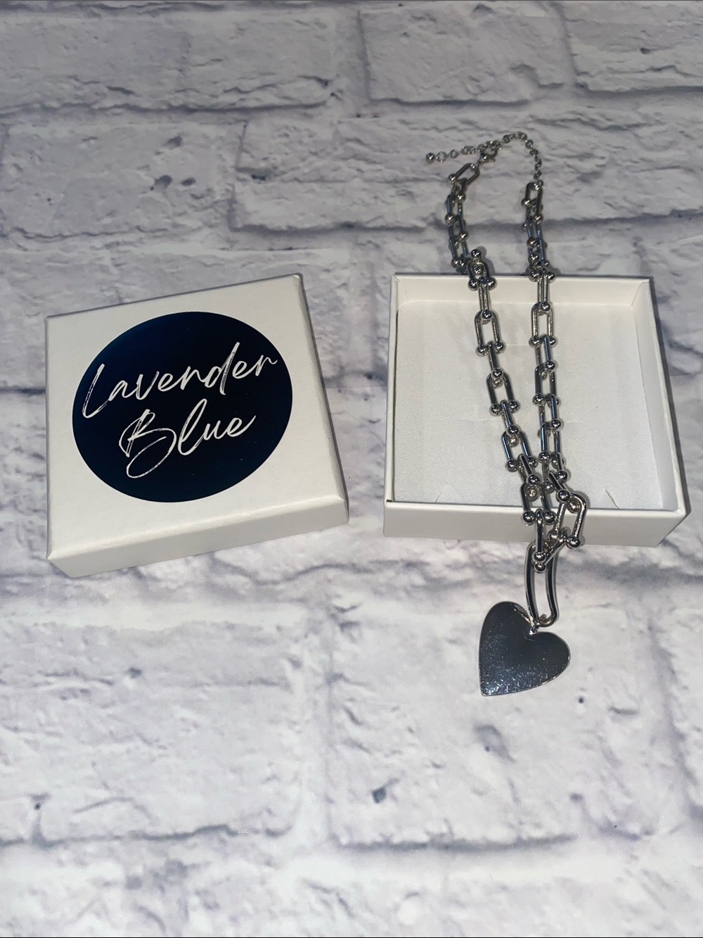 Lavender Blue Soul Big Love Necklace Silver